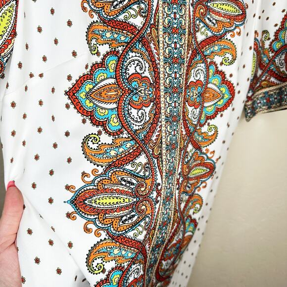Antonio Melani Short Sleeve Floral Paisley White Multicolor Mini Sheath Dress 4 - Picture 5 of 15